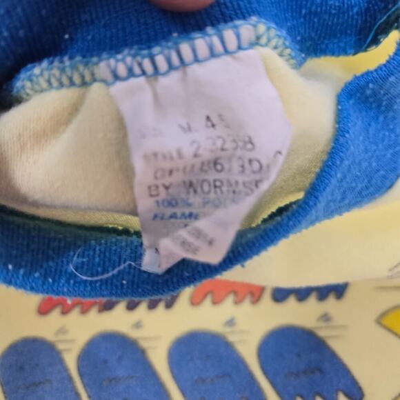 Pac-Man Pajamas Vintage Size 4-5 Long Sleeve Shirt Pant Yellow Blue 1980s Sears - Picture 6 of 12